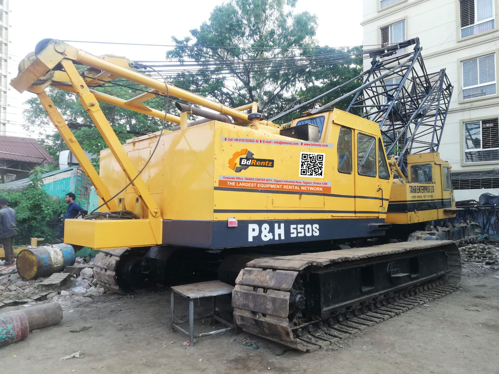 heavy construction equipment P&H 50 ton crawler crane in bangladesh