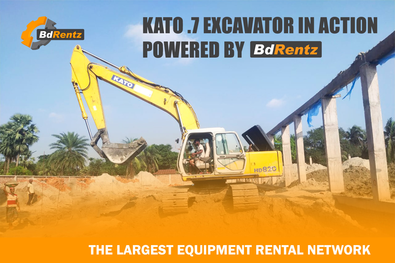 Kato .7 Excavator in action — powered by BdRentz