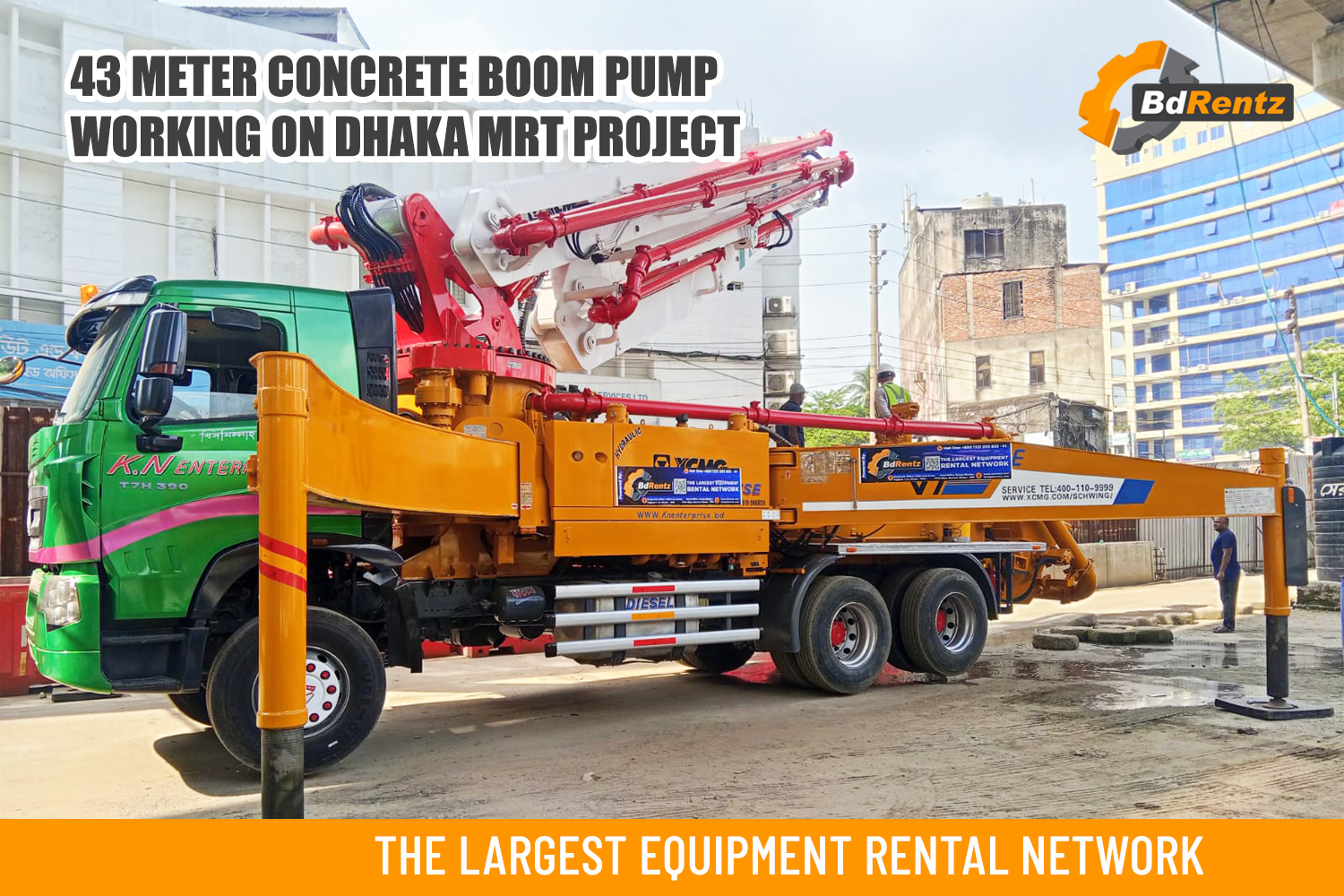 43 Meter Concrete Boom Pump Working on Dhaka MRT Project